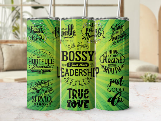 Inspirational Quote Green Stainless Steel Tumbler