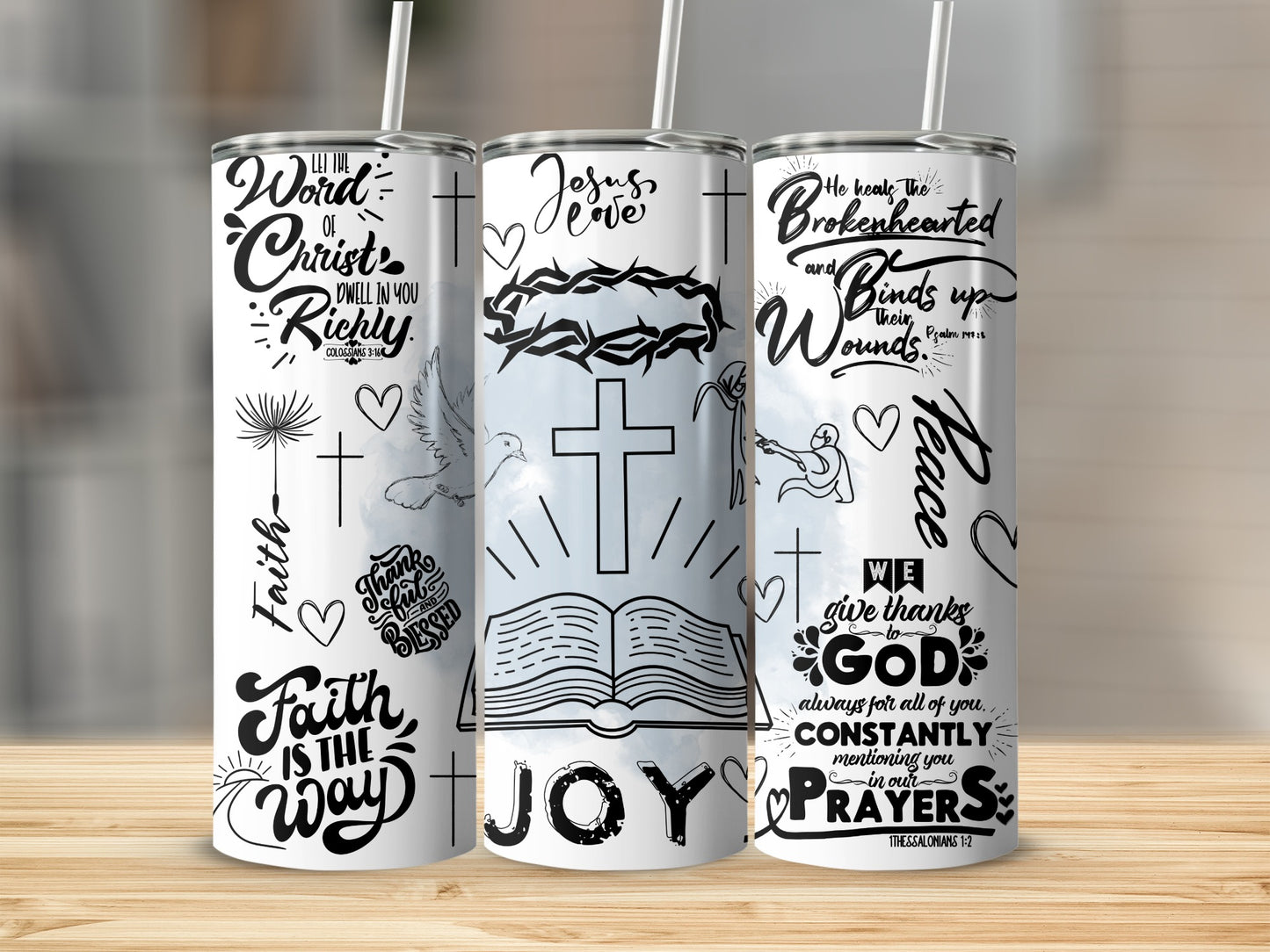 Inspirational Christian Faith and Joy Themed Tumbler