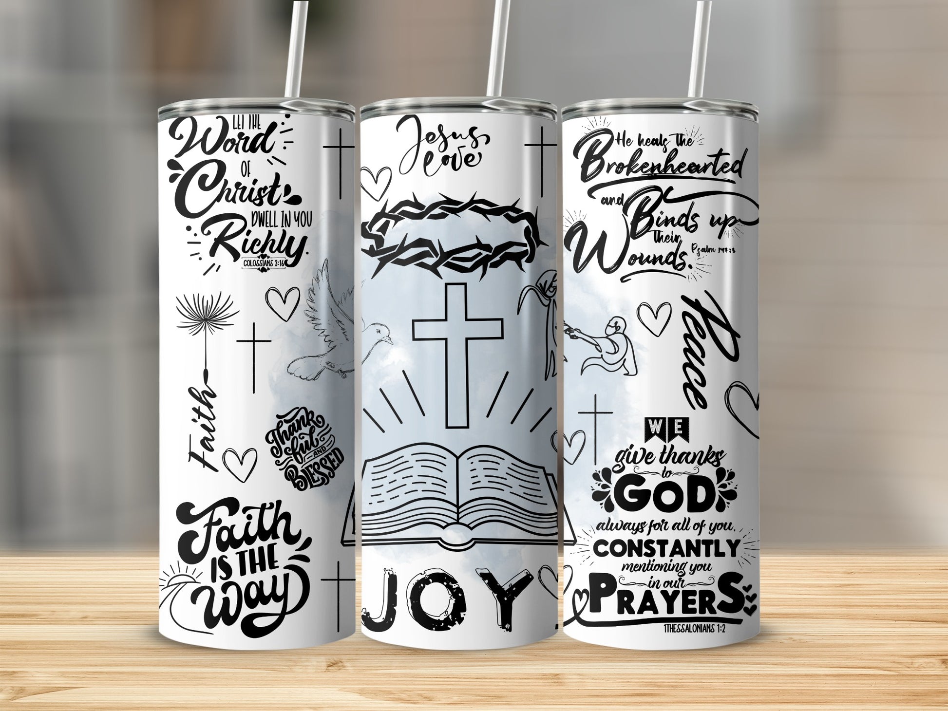 Inspirational Christian Faith and Joy Themed Tumbler
