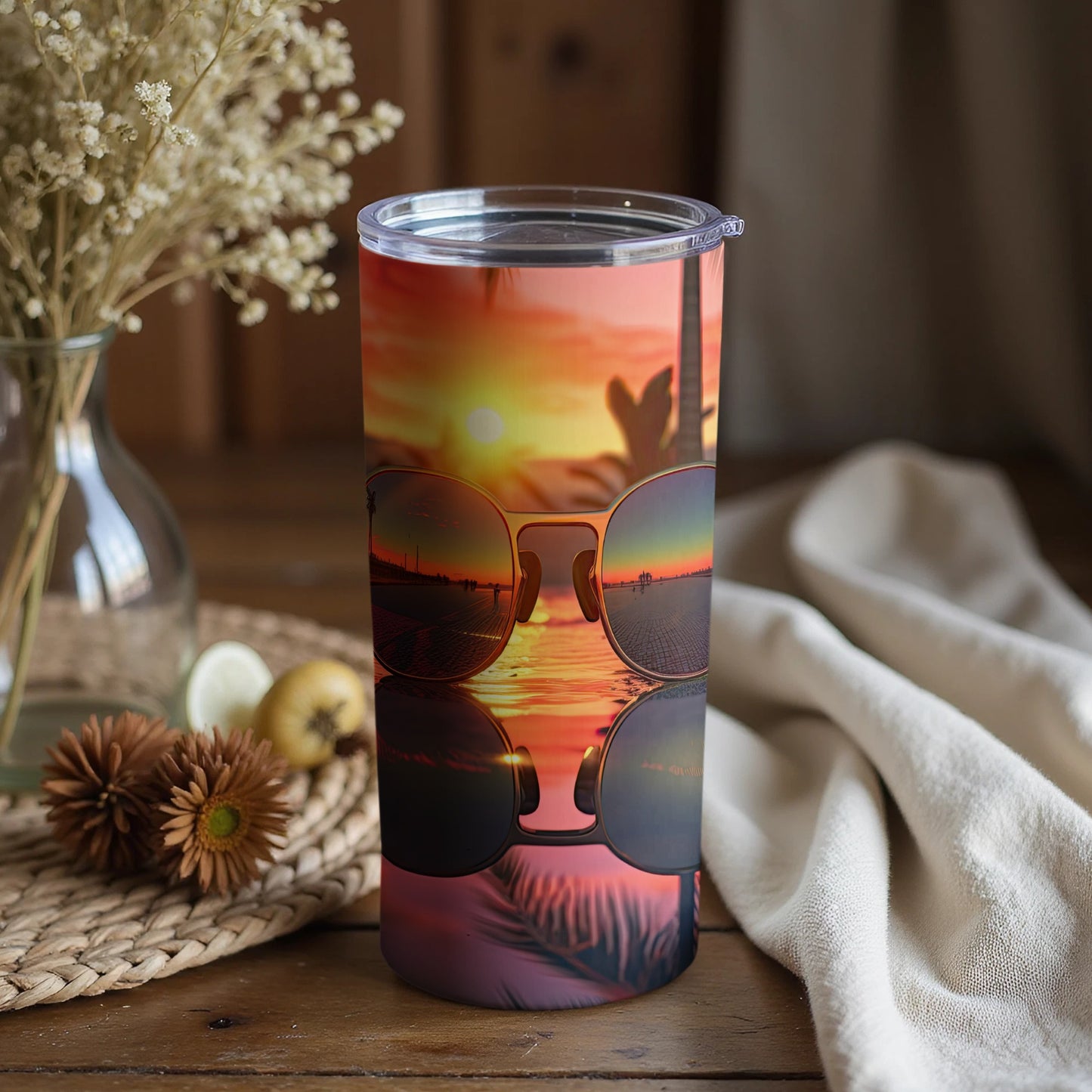 Sunset Reflection Sunglasses Beach Tumbler