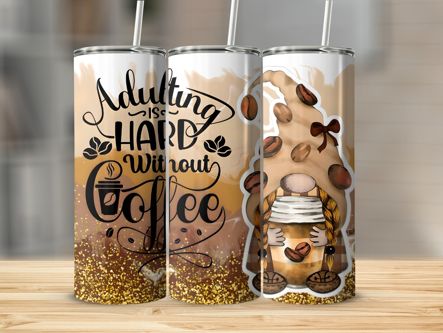 Adulting is Hard Without Coffee Graphic Tumbler