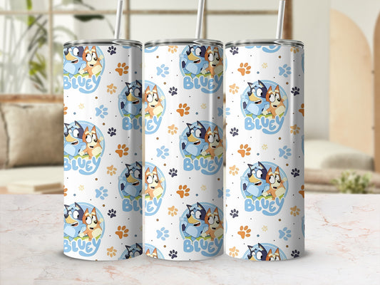 Bluey and Friends Patterned Paw Print Tumbler Cup