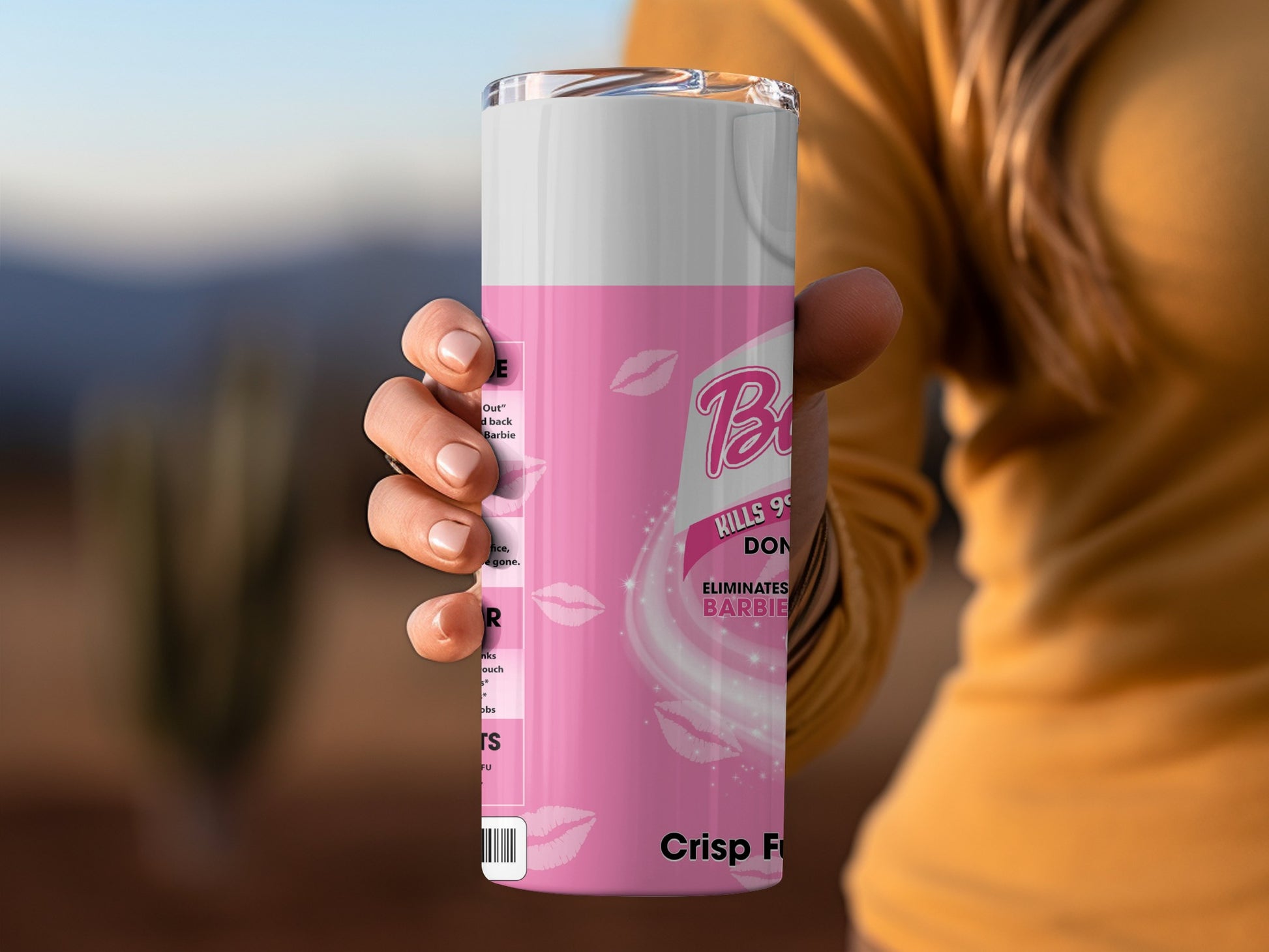 Barbie Pink Tumbler Delicate Lip Print Design Flask