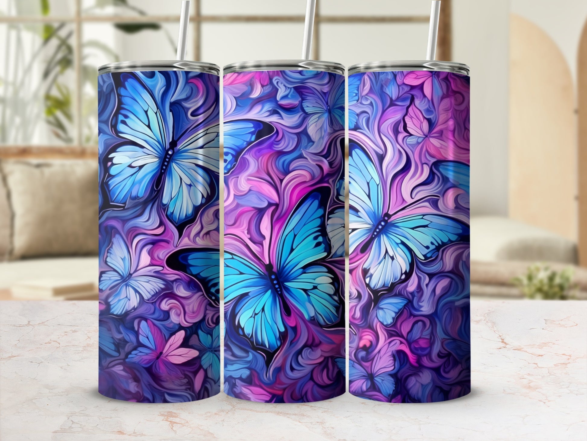 Vibrant Butterfly Swirl Blue Purple Pink Dynamic product type