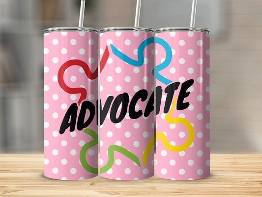 Advocate Pink Polka Dots Tumbler with Straw