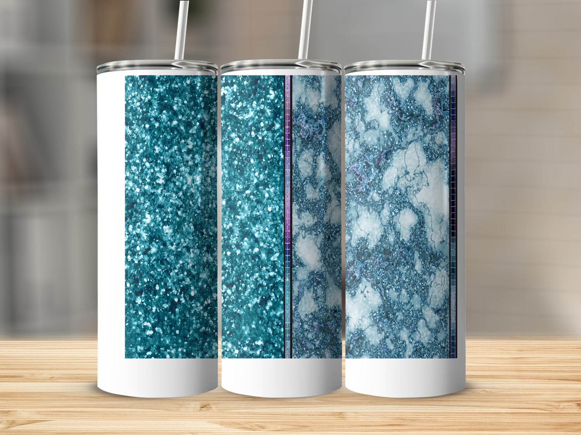 Teal Glitter Blue Marble Purple Stripes Tumbler product type