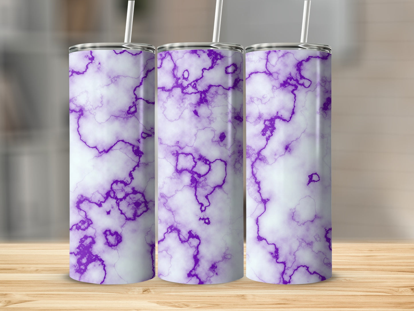 Elegant Purple Marble Veins White Background Pattern Tumblers