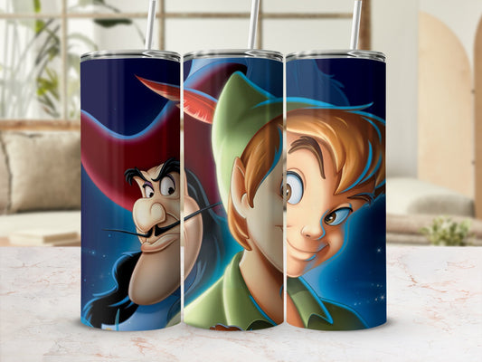 Captain Hook and Peter Pan Design Tumbler