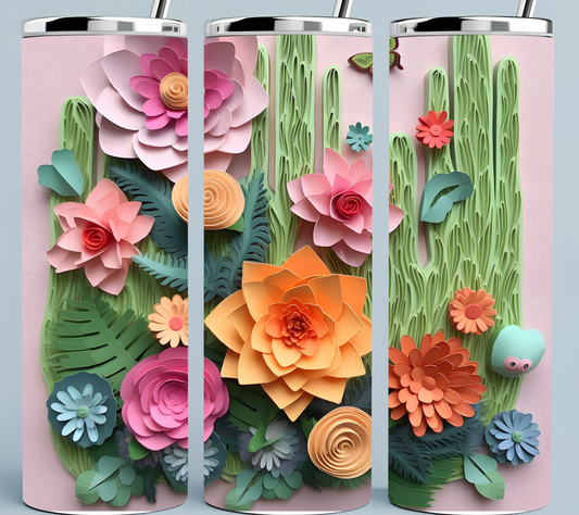 Desert Cactus 3D Flower tumbler