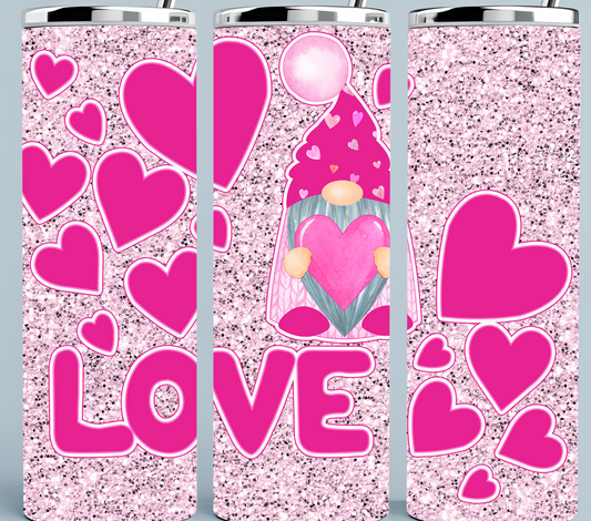 Pink Glitter Gnome Tumbler