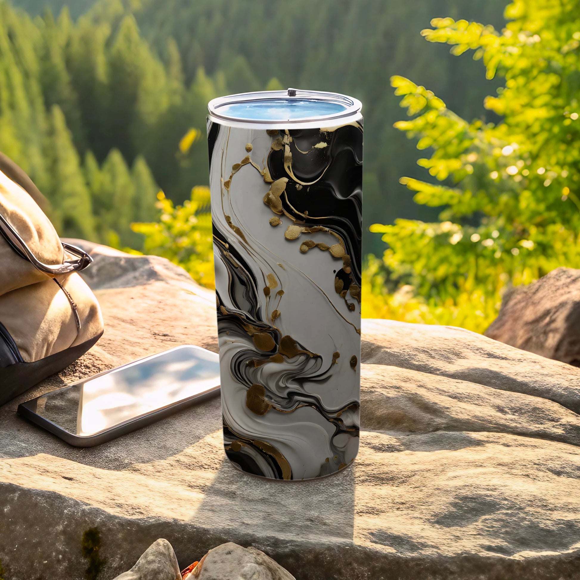 Black White Gold Abstract Swirl Pattern Tumbler product type