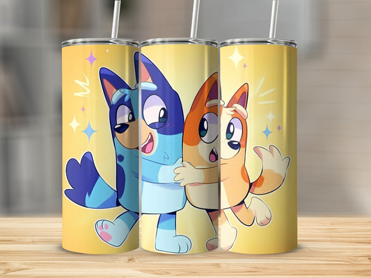 Cute Cartoon Dog Characters on Yellow Tumbler Product