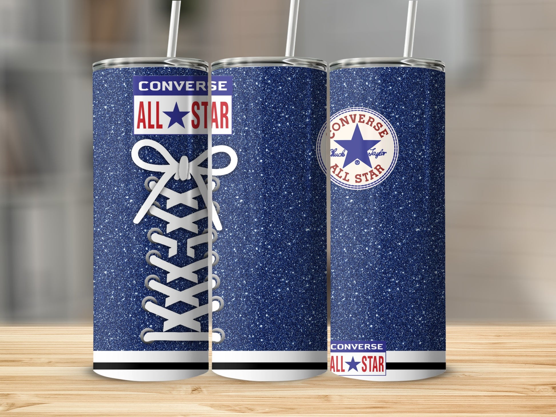 Blue Glitter Converse All Star Shoelace Design product type