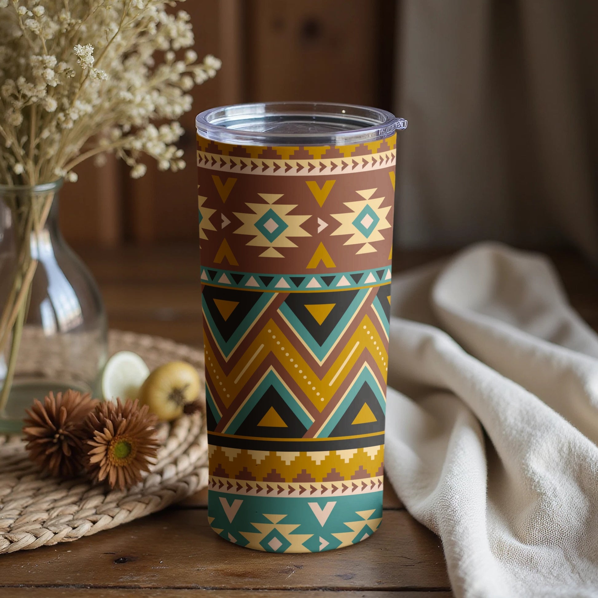 Bohemian Tribal Pattern Insulated Travel Mug