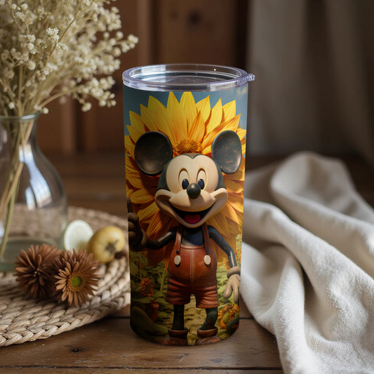 Adorable Cartoon Character with Sunflower Tumbler