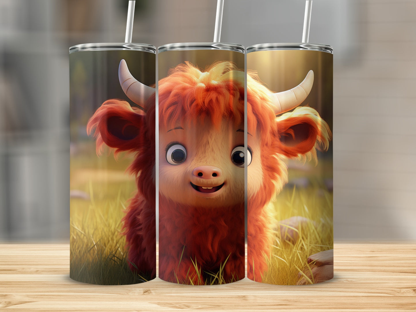 Adorable Highland Cow Design Insulated Beverage Tumbler