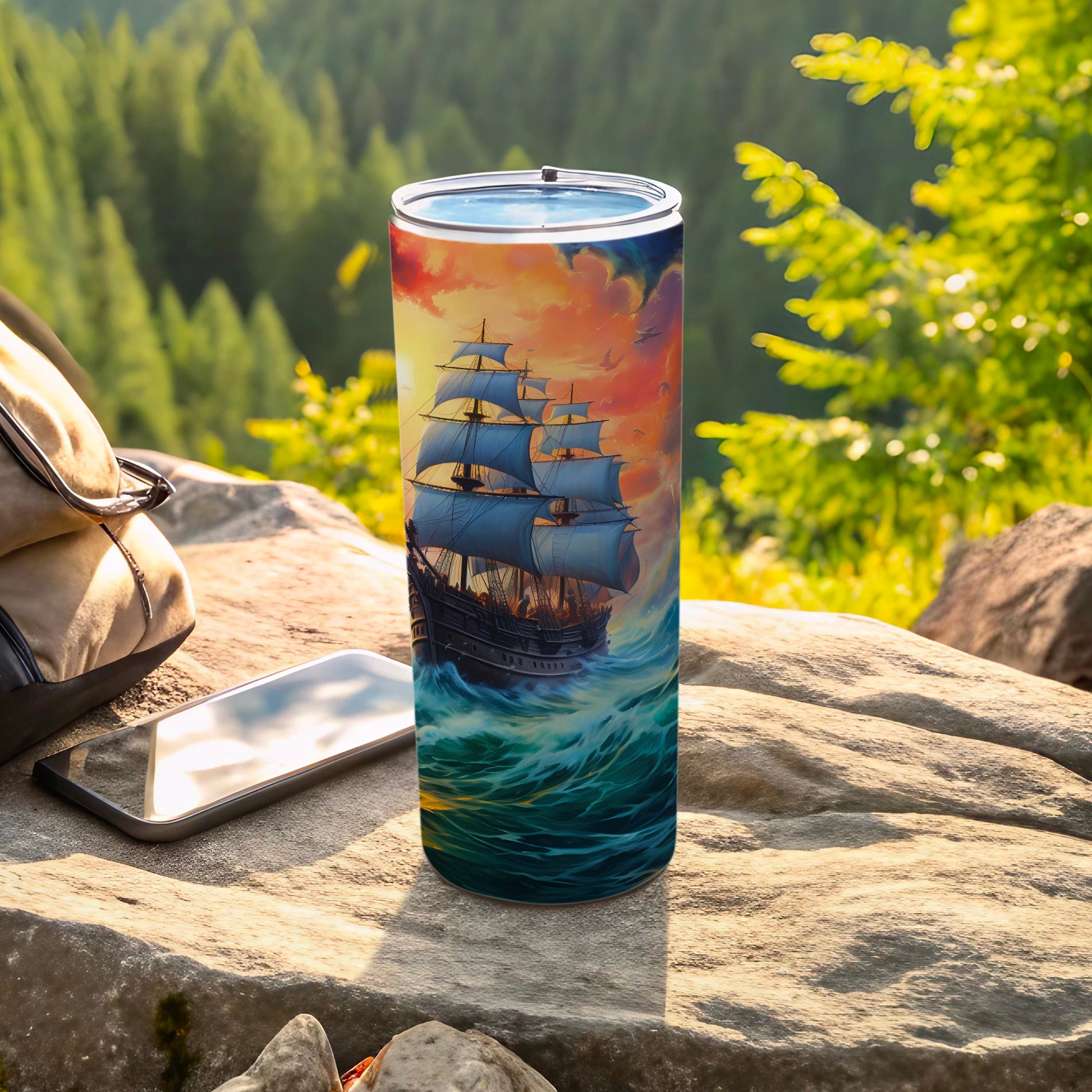 Epic Sea Adventure Pirate Ship Art Drink Tumbler product type