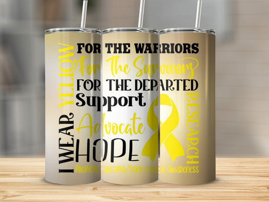 Wear Yellow Support Sarcoma Bone Cancer Awareness Tumbler