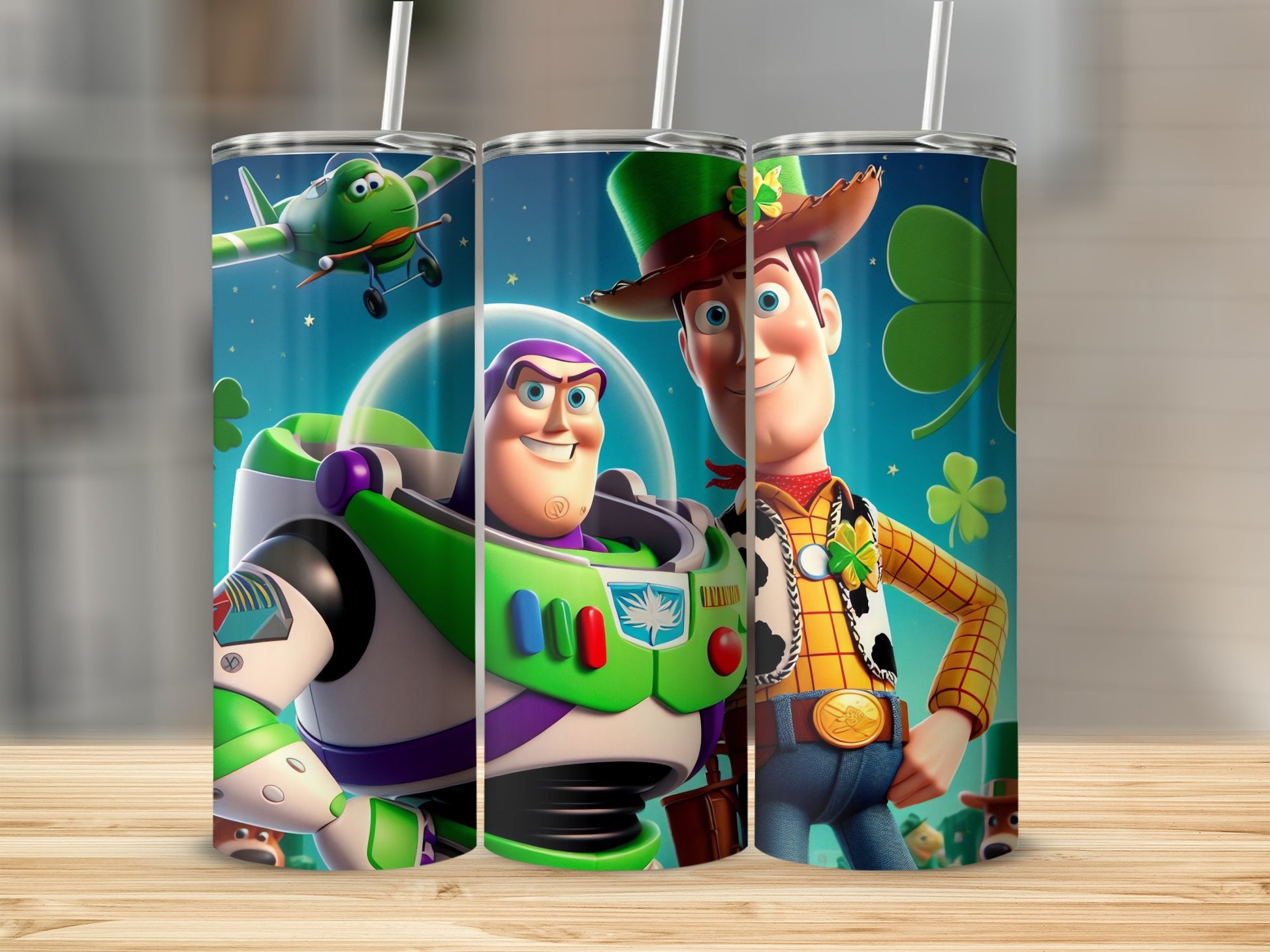 Buzz Lightyear and Woody Themed St. Patrick's Day Tumbler
