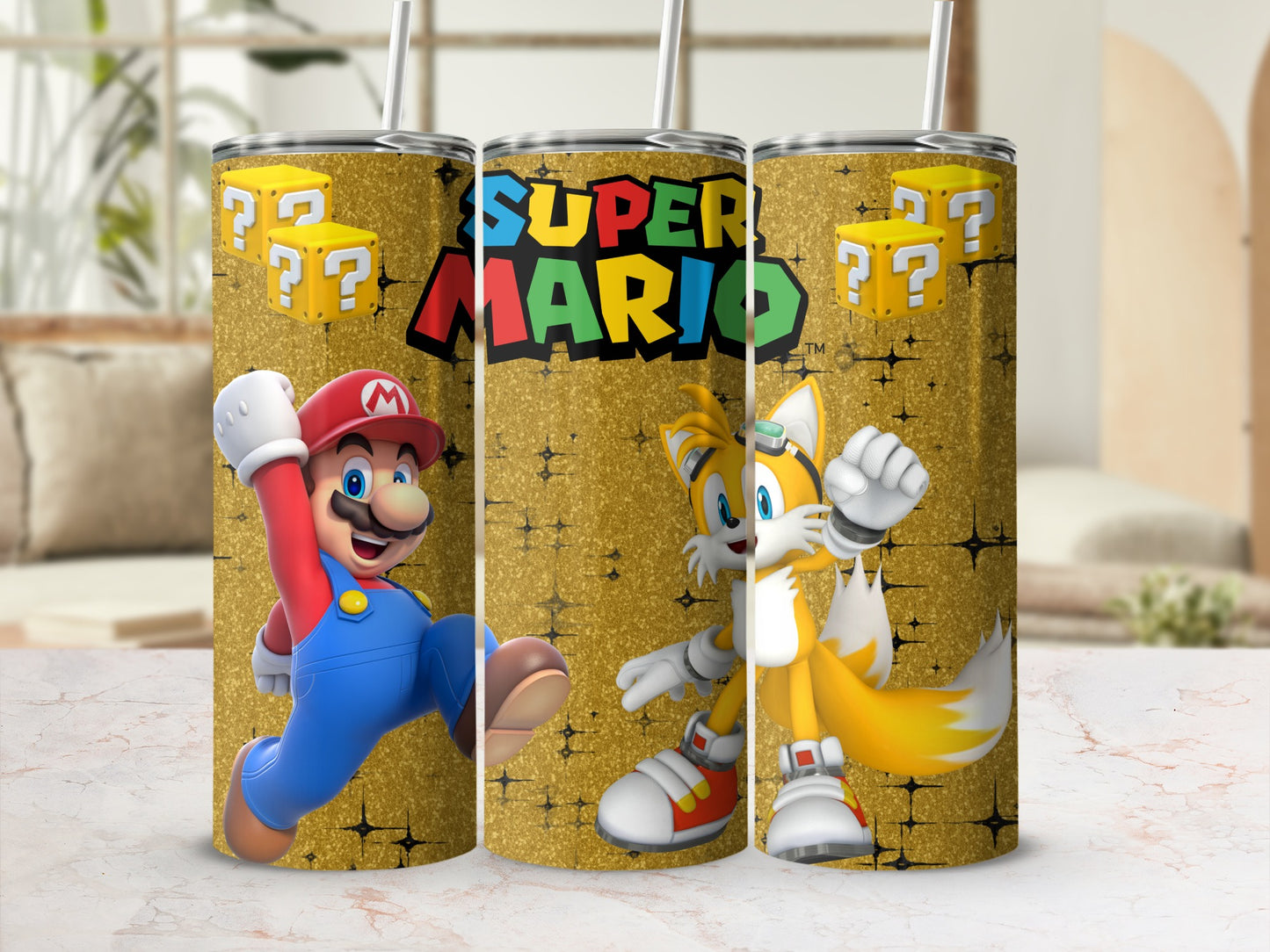 Super Mario and Tails Double-Sided Tumbler