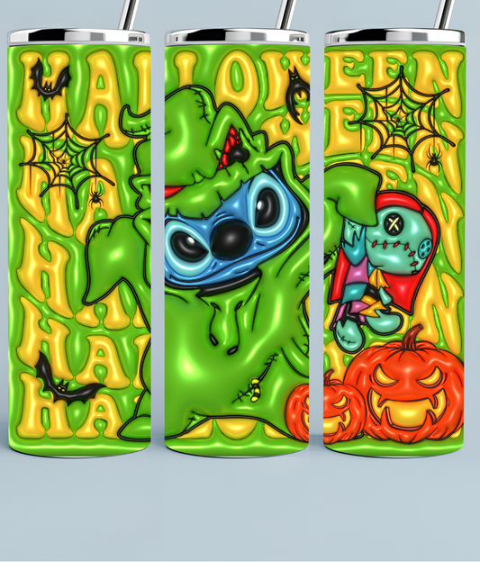 Stitch Dressed as Oogie Boogie for Halloween Tumbler