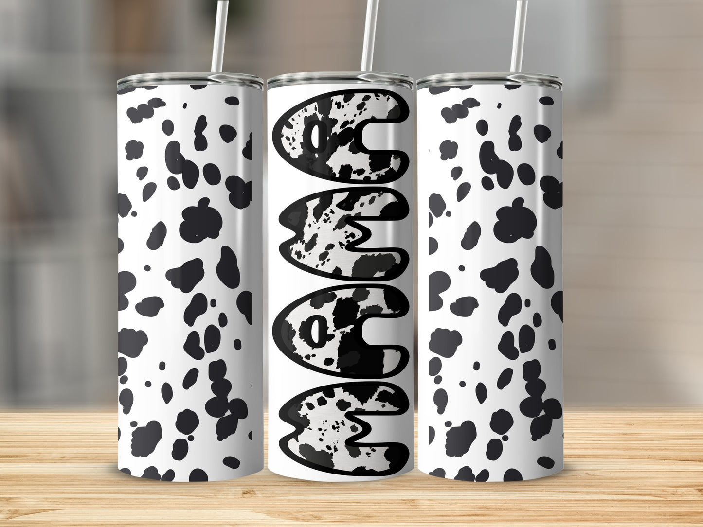 Dalmatian Print Tumbler With Cowgirl Text Design