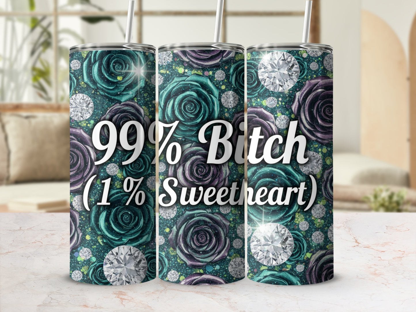 99% Bitch 1% Sweetheart Quote on Pattern Design