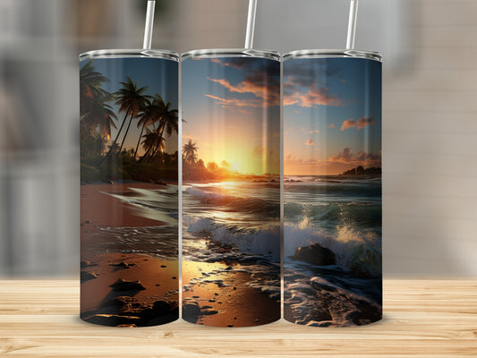 Tropical Sunset Beach Scene Tumbler  Product