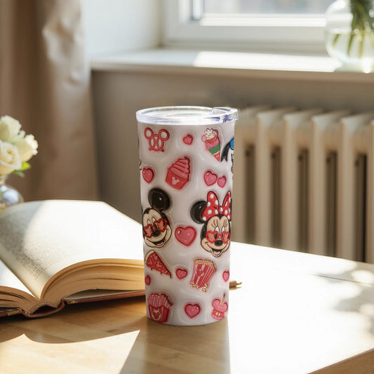 Mickey and Minnie Mouse Hearts and Snacks Tumbler