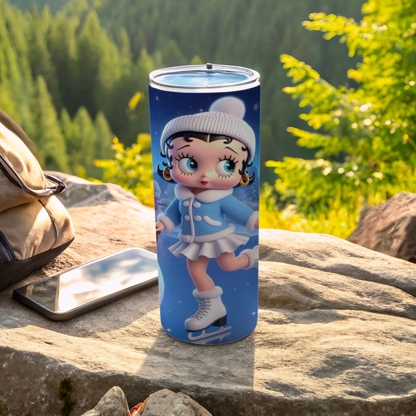 Ice Skating Girl Tumbler with Winter Scene