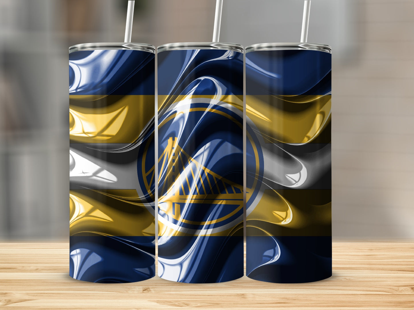 Golden State Warriors Abstract Art Swirl Design Tumblers