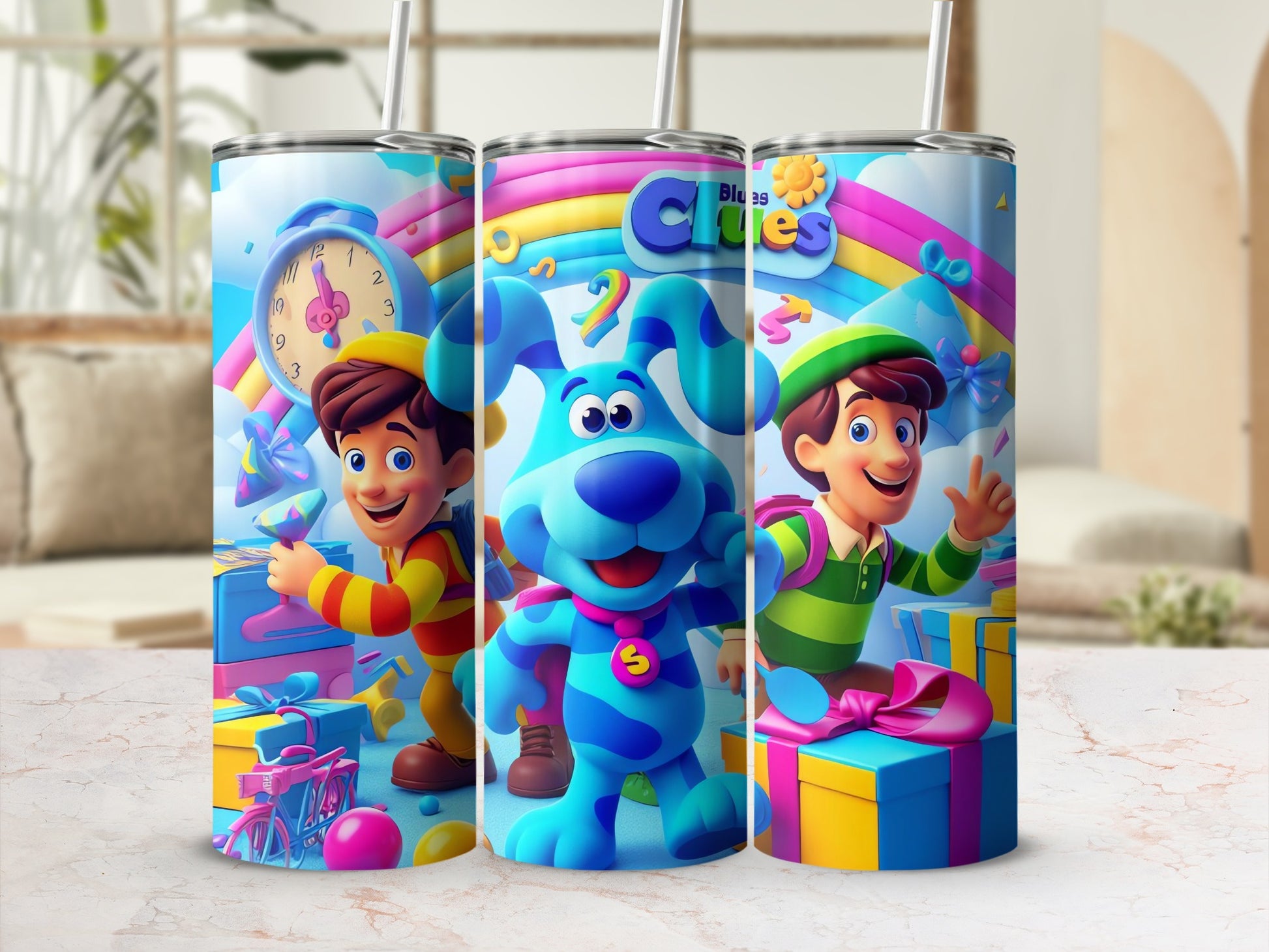 Blippi and Blue's Clues Colorful Tumbler with Straw