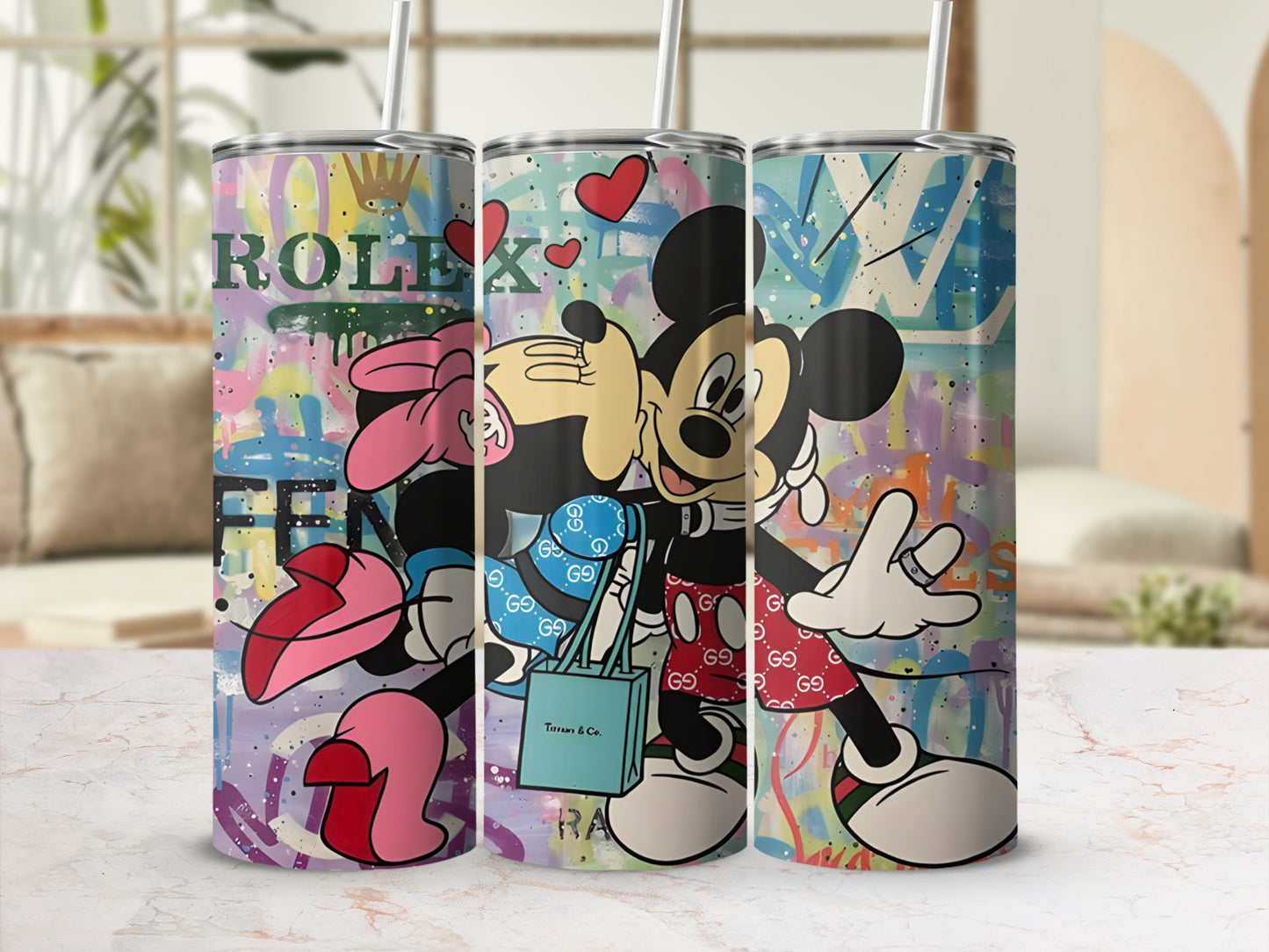 Colorful Mickey and Minnie Mouse Tumbler Cups