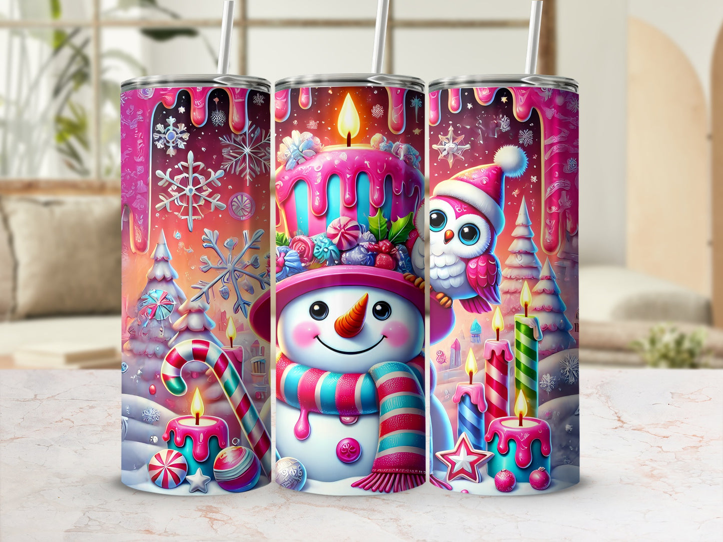 Festive Snowman and Winter Wonderland Tumbler