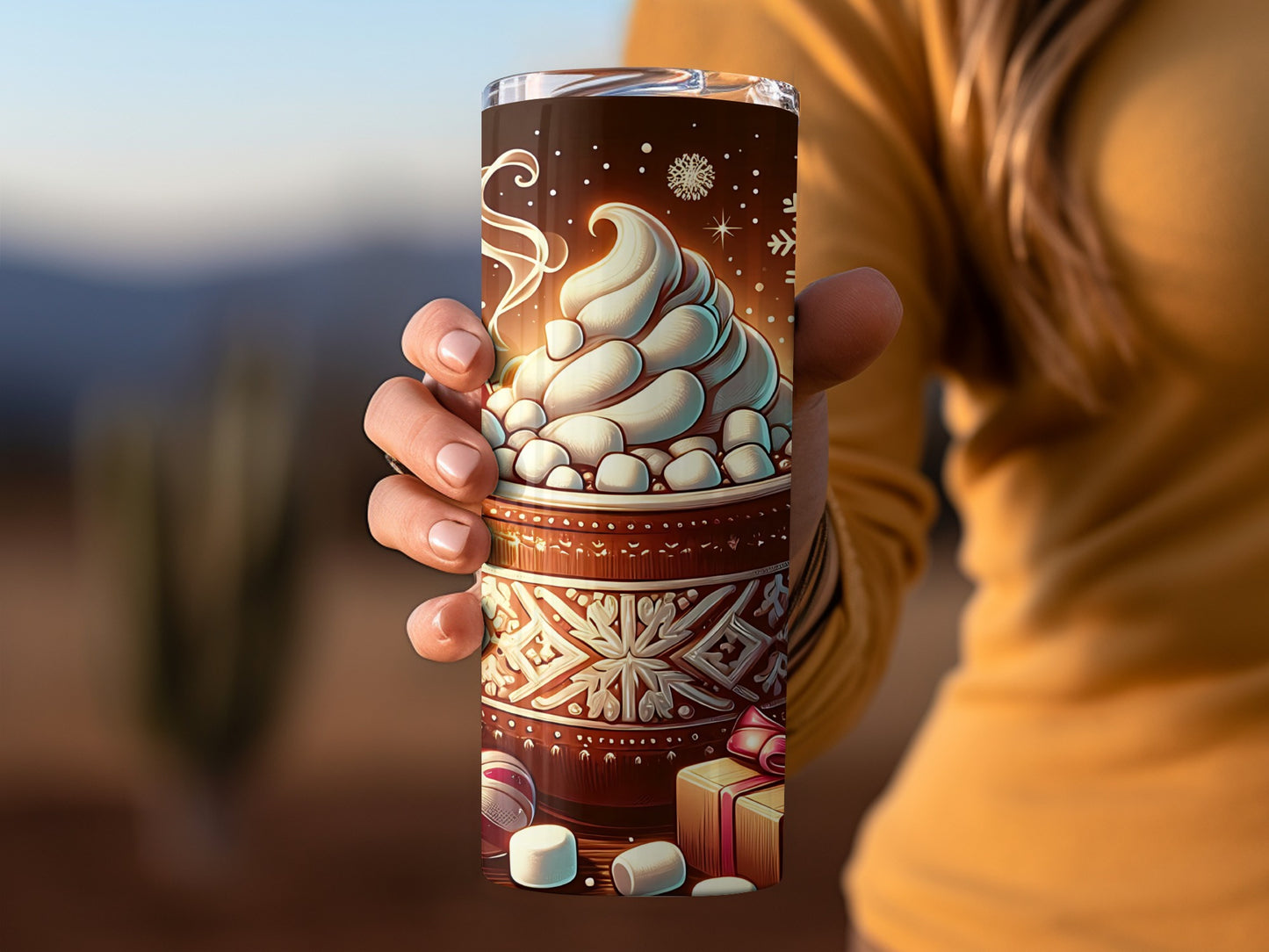 Hot Cocoa Marshmallows Christmas Tumbler Festive Gift