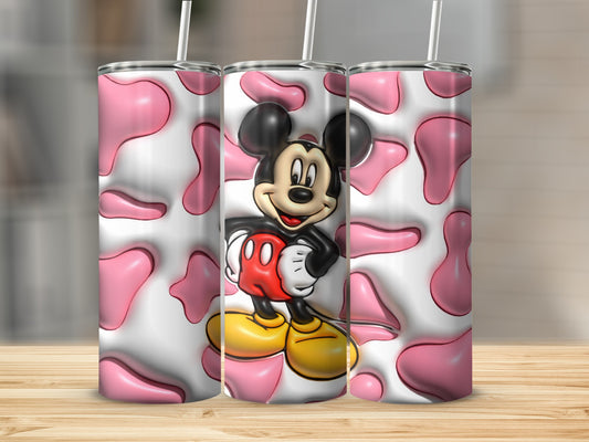 Cute Mouse Themed Pink and White Tumbler