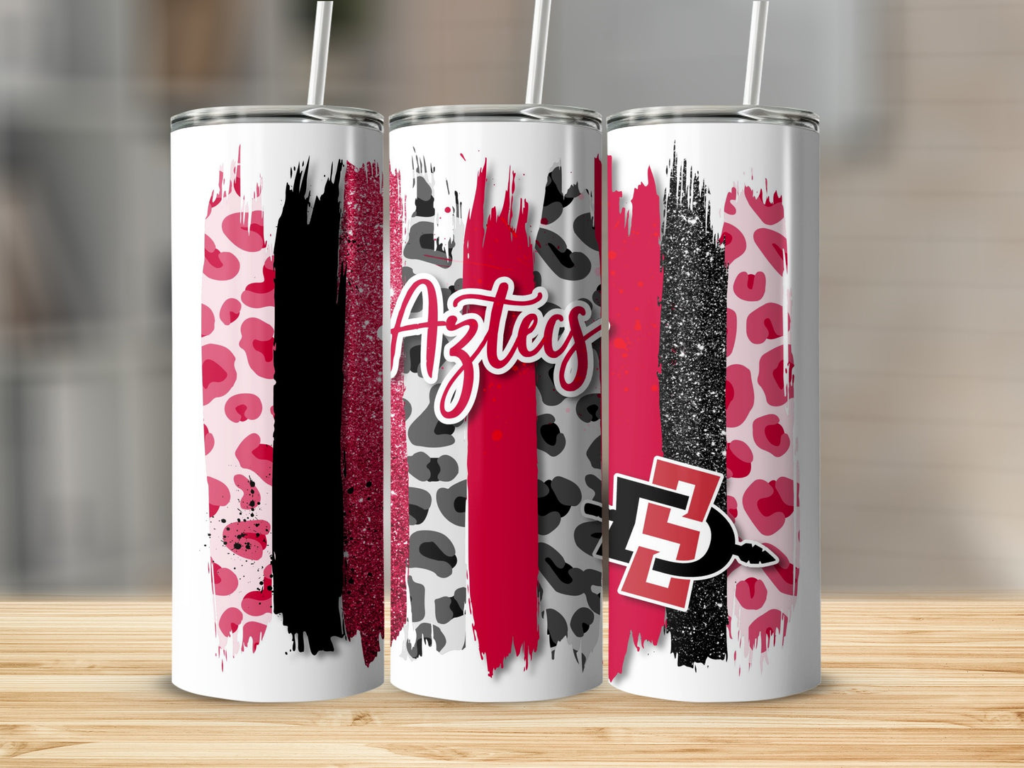 Aztecs Brush Stroke Leopard San Diego State Tumblers