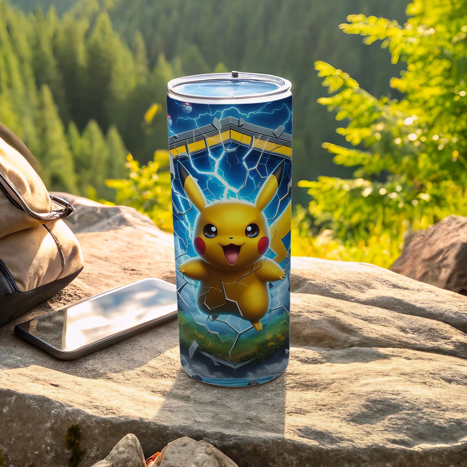 Pikachu with Lightning Background Insulated Tumbler
