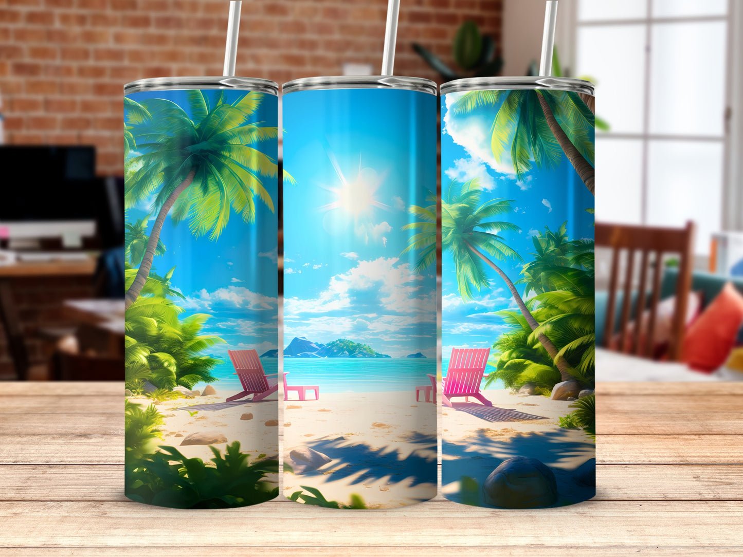 Tropical Beach Palm Tree Ocean Sun Island product type