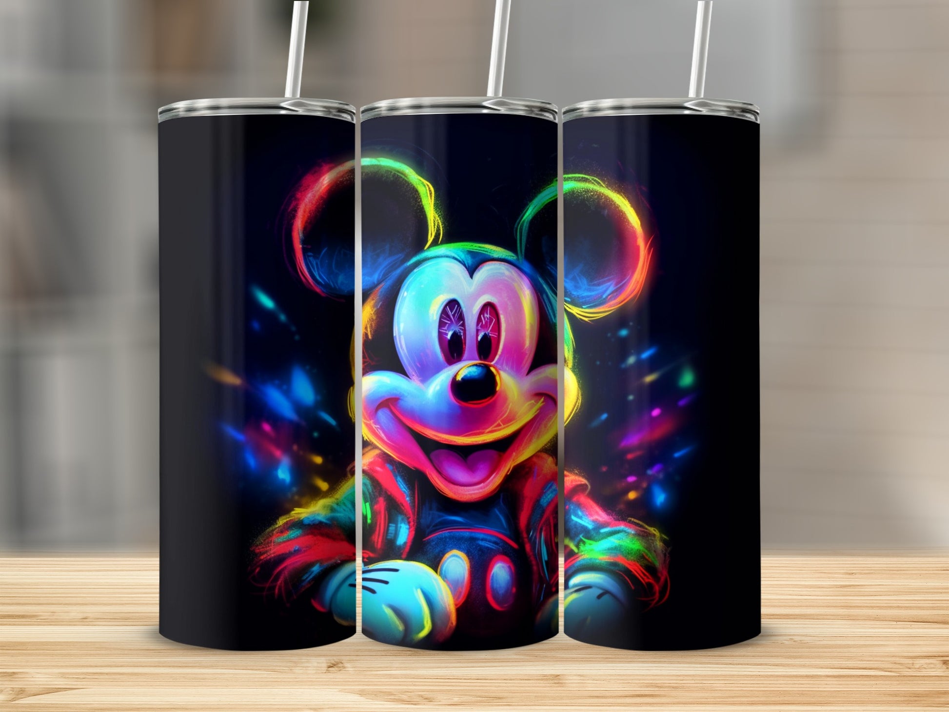 Colorful Neon Cartoon Mouse Design Tumbler