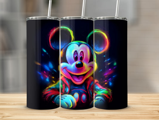 Colorful Neon Cartoon Mouse Design Tumbler