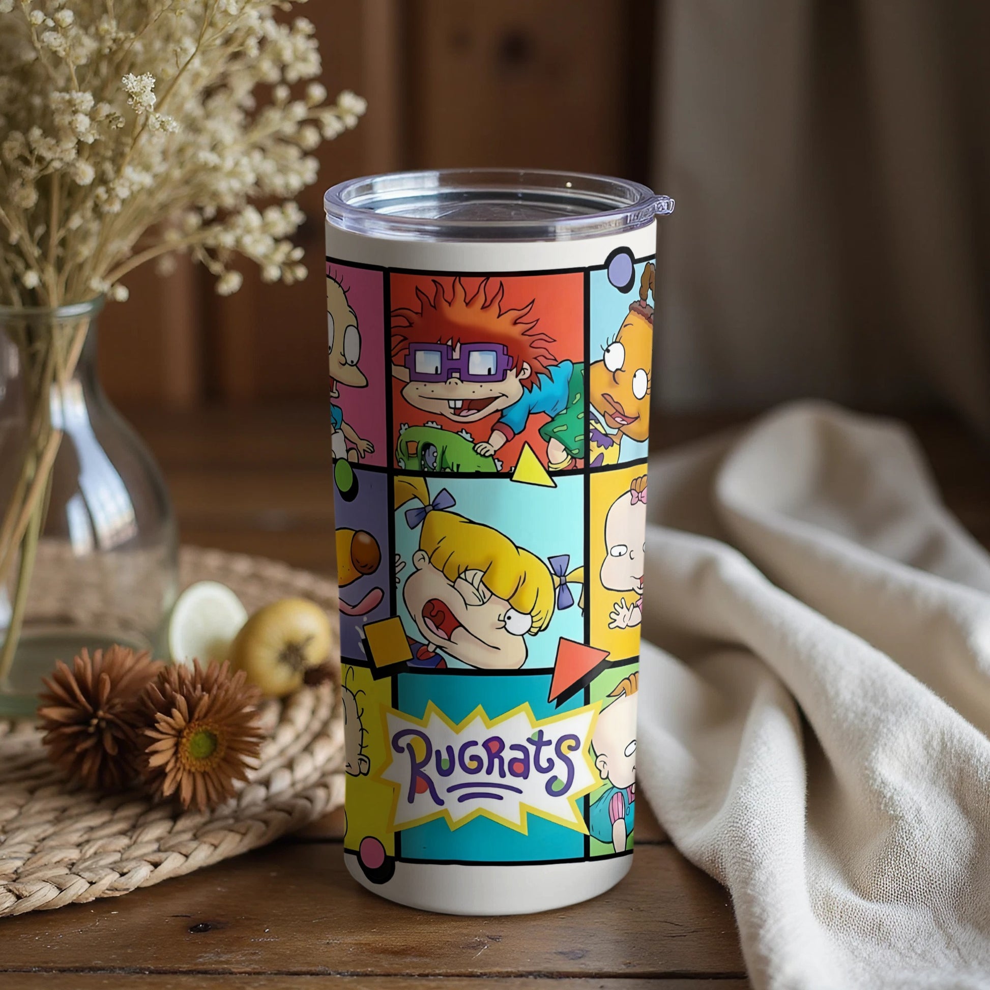 Bright Rugrats Characters Tumbler with Colorful Designs
