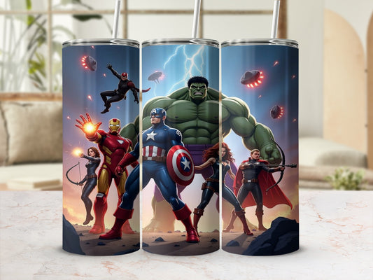 Marvel Superheroes Tumbler with Straw Stainless Steel