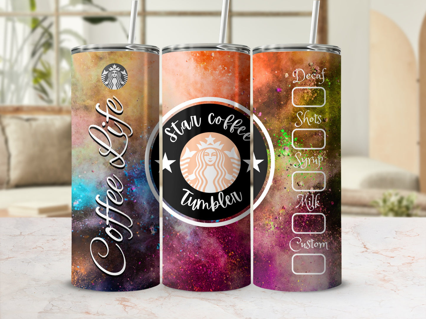 Colorful Galaxy Star Coffee Life Tumbler for Beverages