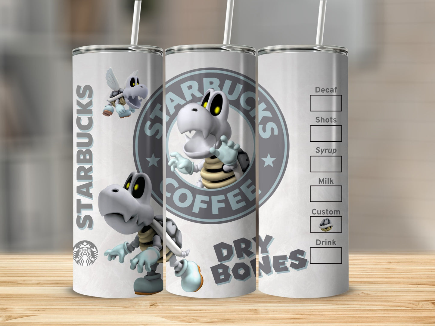 Starbucks Dry Bones Custom Coffee Tumbler with Straw