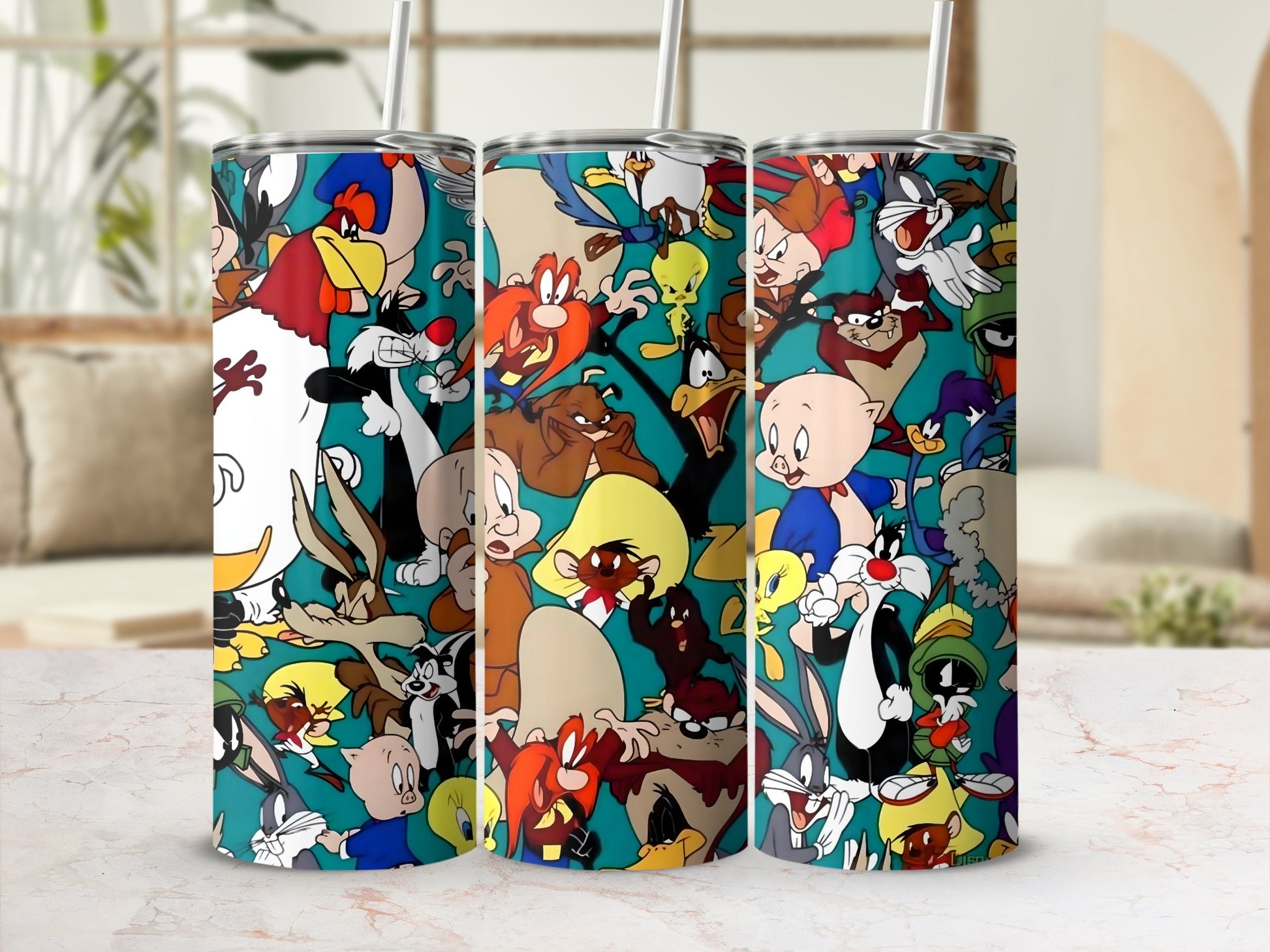Colorful Cartoon Character Tumbler With Straw for Kids