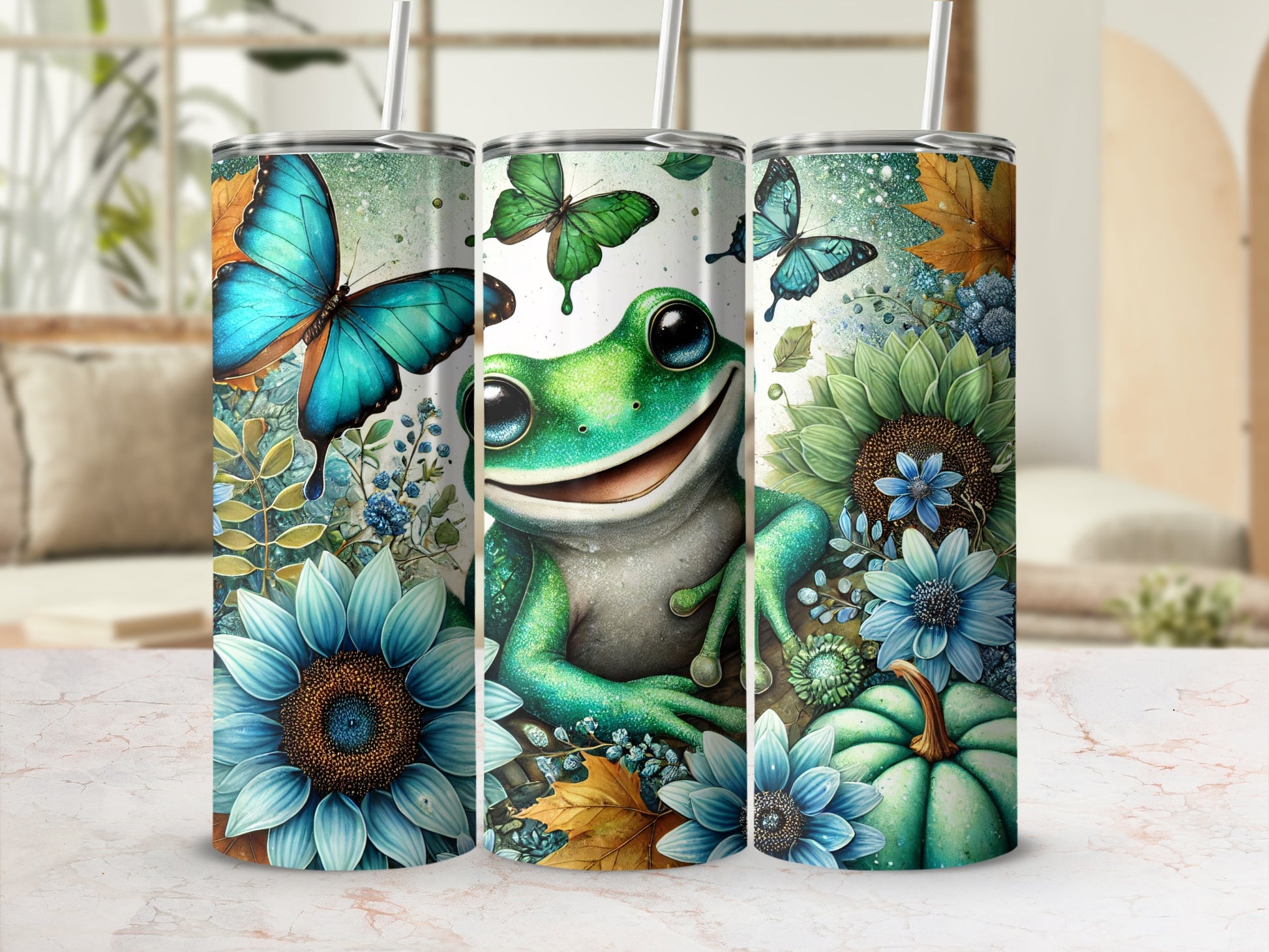 Happy Frog Butterflies Sunflowers Autumn Pumpkin product type