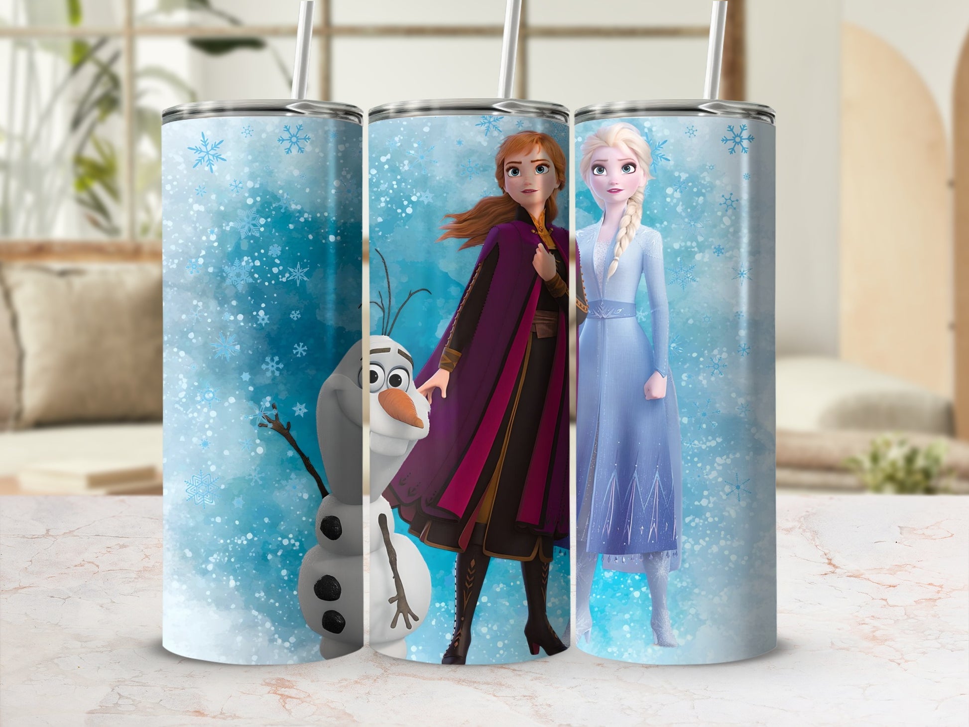 Frozen Characters Snowflake Winter Tumbler
