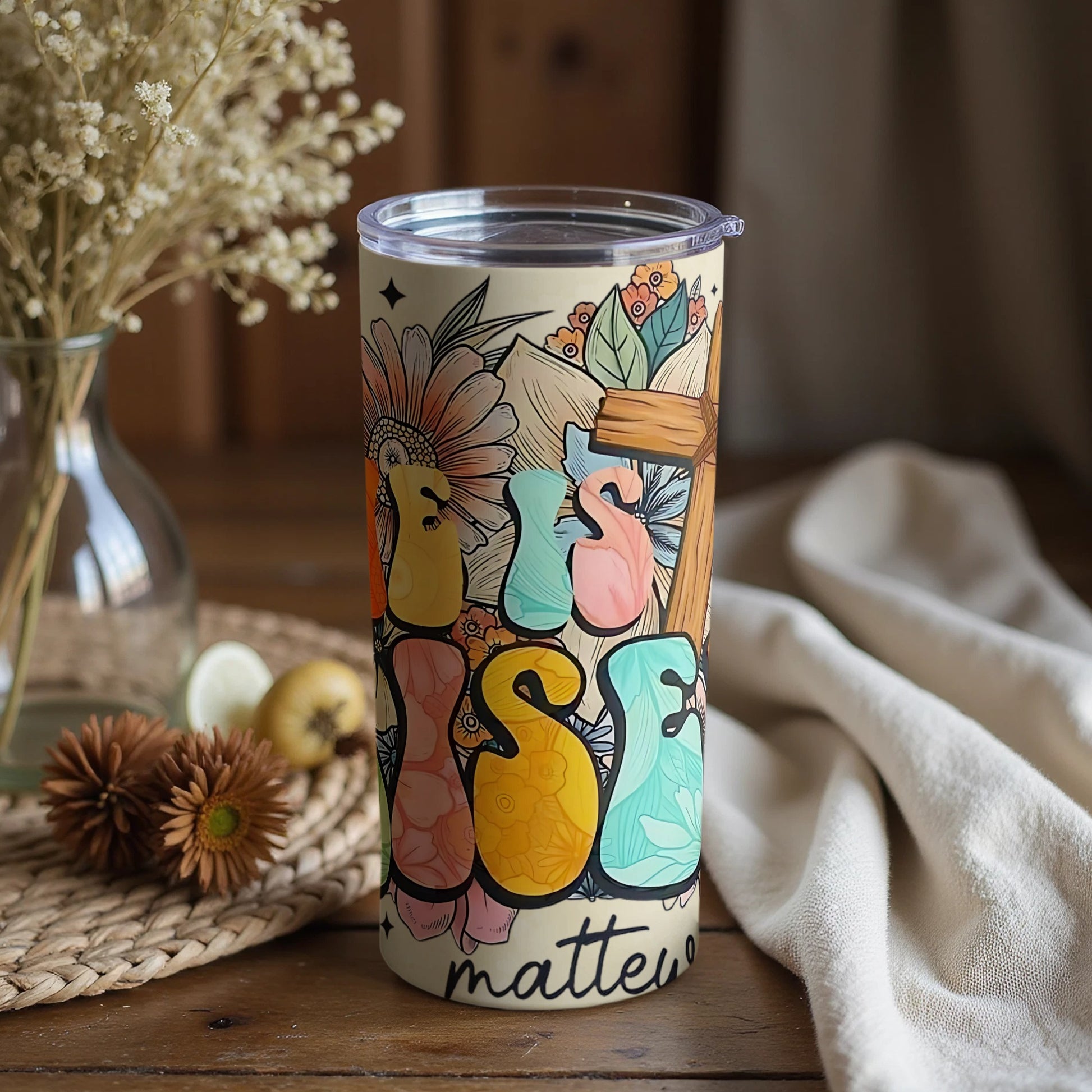 Colorful Birds and Flowers Insulated Drinkware Cup