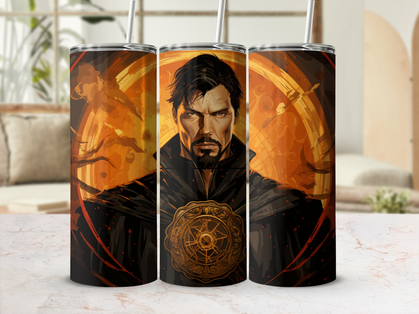 Mystic Sorcerer Design Insulated Tumbler with Straw